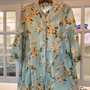 Tuckernuck Royal Shirt Dress size XL in Robin's egg blue floral